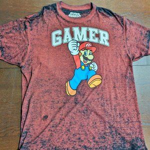 Super Mario Bros T Shirt Men's XL Gamer Gaming Red Athletic Material